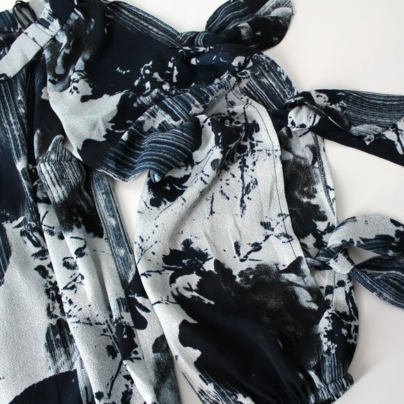 Alberto Makali on-off the shoulders blouse top size M split with ties sleeves - Picture 6 of 10